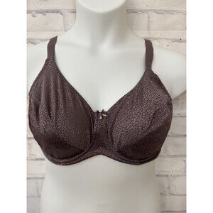Lilyette Bra Duofold Tailored Jacquard Minimizer Brown Size 40D Underwire 0843‎